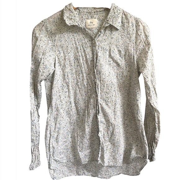 Anthropologie Paper Boy Cotton Tiny Floral Cottage‎ Print Button Front Shirt S - Picture 1 of 6